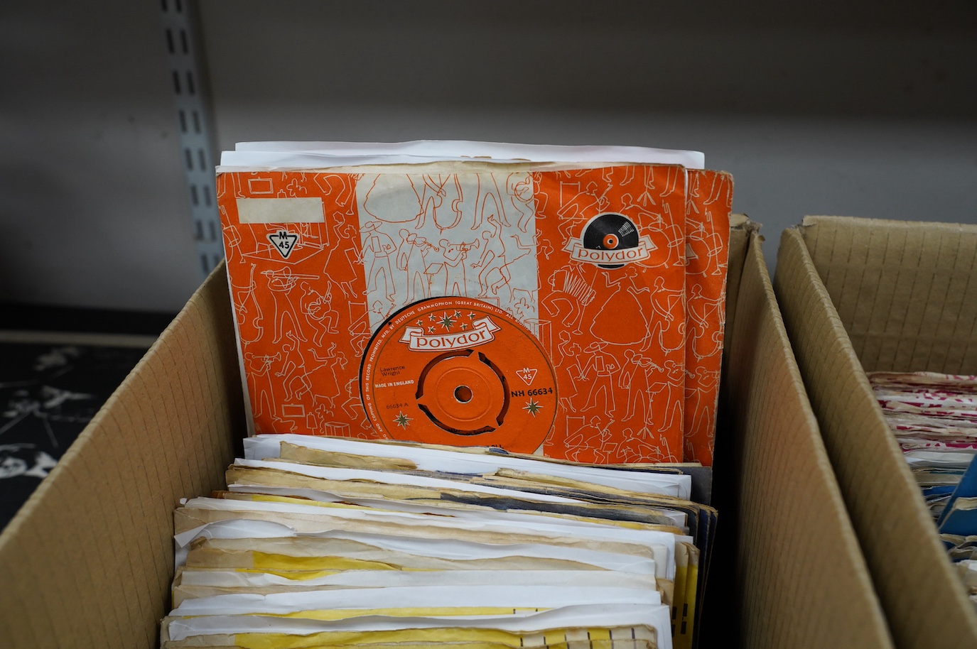 Three boxes of 7” singles on labels including; Oriole, Polydor, Liberty, Piccadilly, Mercury, etc. artists including; The Who, James Brown, the Crickets, Eddie Cochran, The Platters, Big Bopper, Sarah Vaughan, Johnny Pre